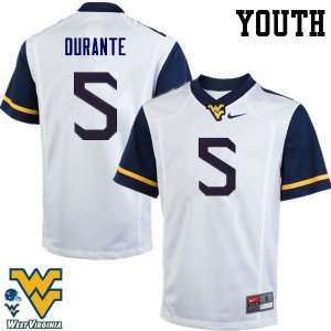 Youth West Virginia Mountaineers NCAA #5 Jovon Durante White Authentic Nike Stitched College Football Jersey FZ15W11HM